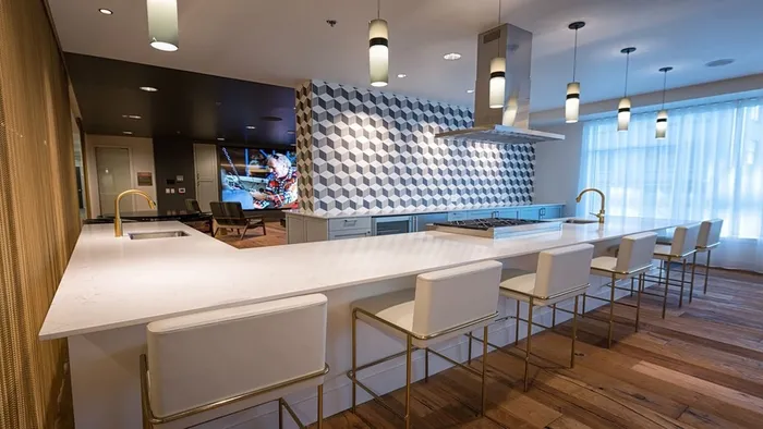 Resident lounge with demonstration kitchen