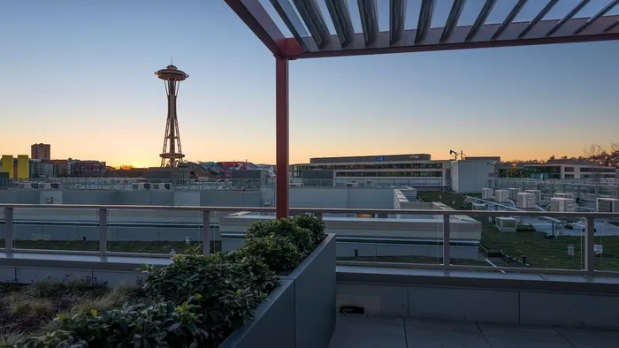 Rooftop deck overlooking The Space Needle