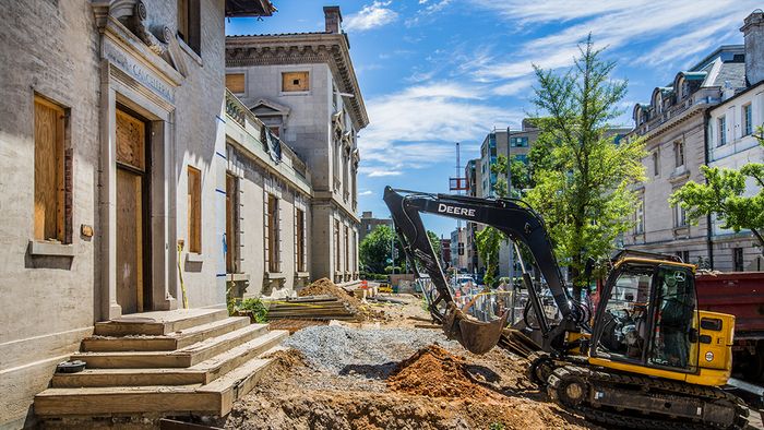 Exterior renovation of stairway access into building