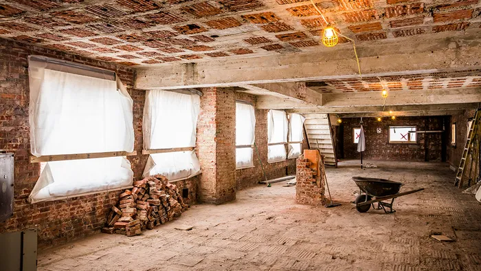 Exposed brick during renovation