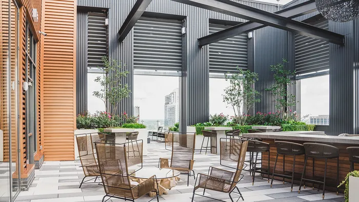 Exterior Courtyard Area with Large Roll Up Doors