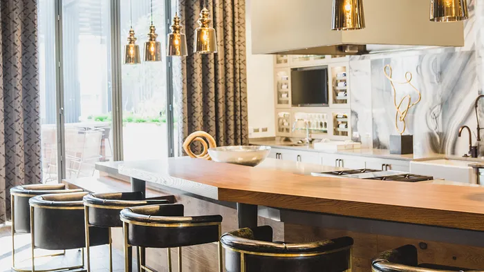 Demonstration Kitchen with Gas Stove and Bar Seating