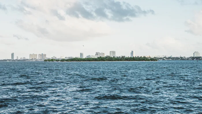 Ocean with City in the Background