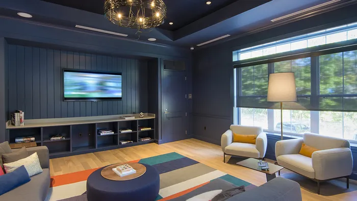 Modern Furniture in Lounge with Room to Relax at Modera Needham Apartments