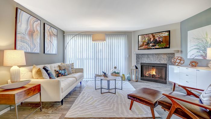 Wood Plank-Style Flooring and Wood Burning Fireplace