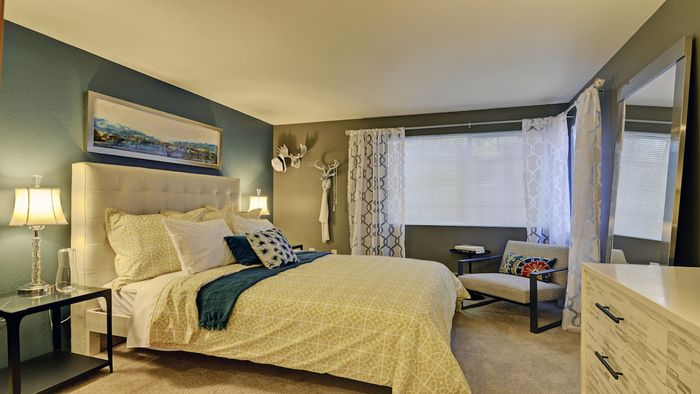 Master Suite with Queen Bed, Night Stands, Full Size Dresser and Accent Chair
