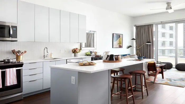 Modern Kitchen with Tall Cabinetry and Functional Storage