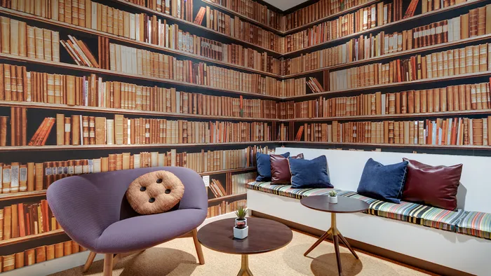 Faux library sitting nook