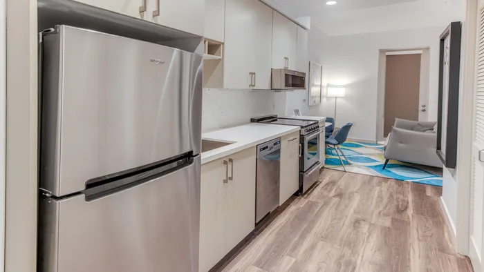 Studio Home Galley Kitchen with Modern Touches