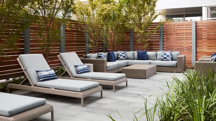 Lounge area with couches and chaise