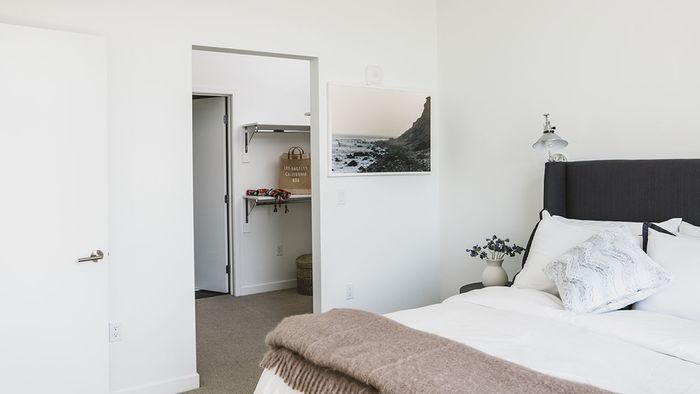 Bedroom open to oversized closet