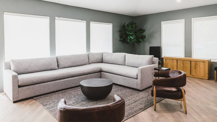 Clubroom seating amidst large windows
