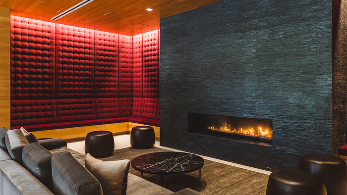 Fireside lounge with fireplace and lounge sofa