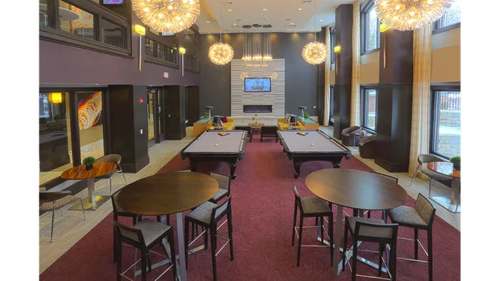 Clubroom with pool tables