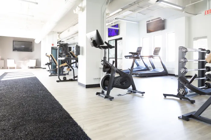 stationary bike in fitness center at Alister uptown apartments in charlotte north carolina