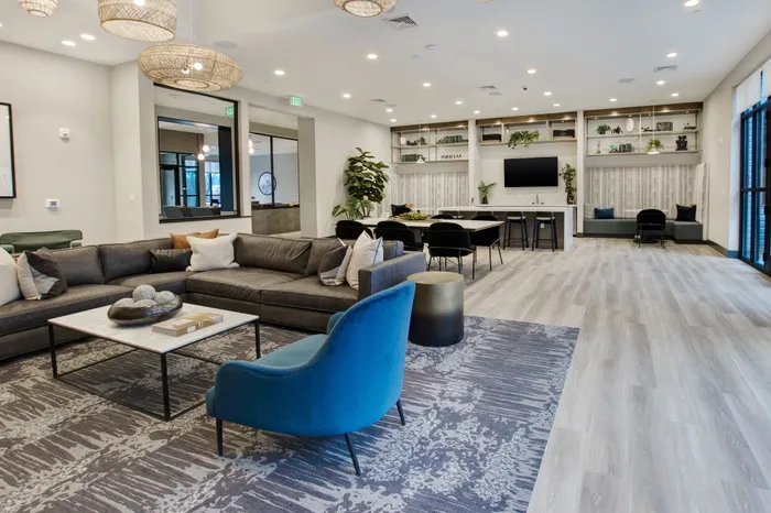 massive resident clubhouse and amenity space at modera berkeley heights apartments in new jersey