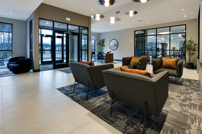 Lobby and entrance foyer at modera berkeley heights apartments in new jersey