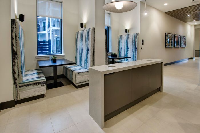 co-working space at modera berkeley heights apartments in new jersey