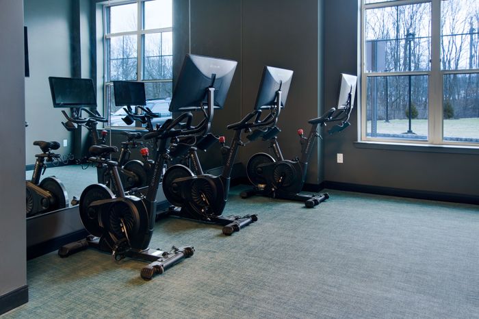 modern gym equipment at modera berkeley heights apartments in new jersey