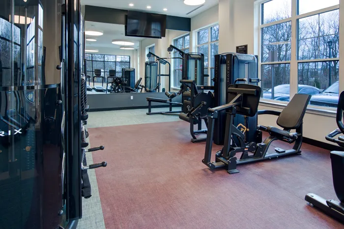 modern gym space at modera berkeley heights apartments in new jersey