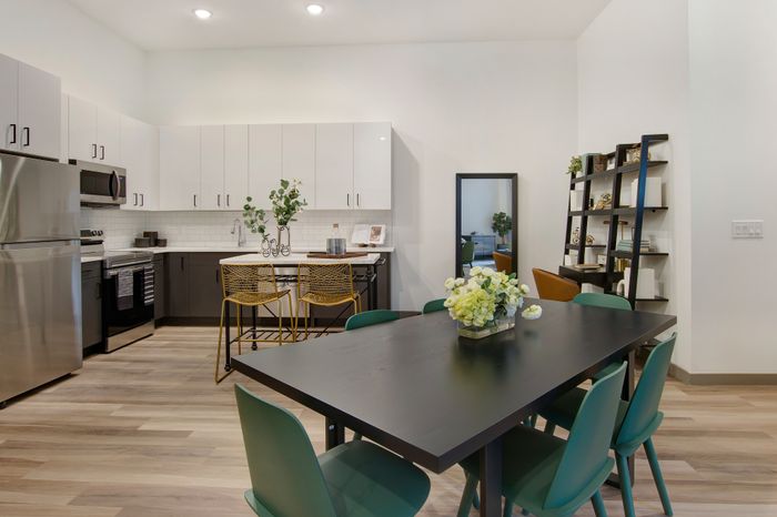 Stunning kitchens with quartz countertops at modera berkeley heights apartments in new jersey