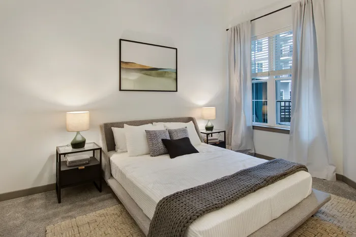 Spacious carpeted bedrooms at modera berkeley heights apartments in new jersey