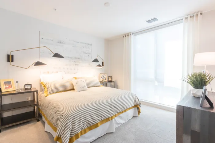 large bedroom at Modera Midtown apartment homes in atlanta georgia