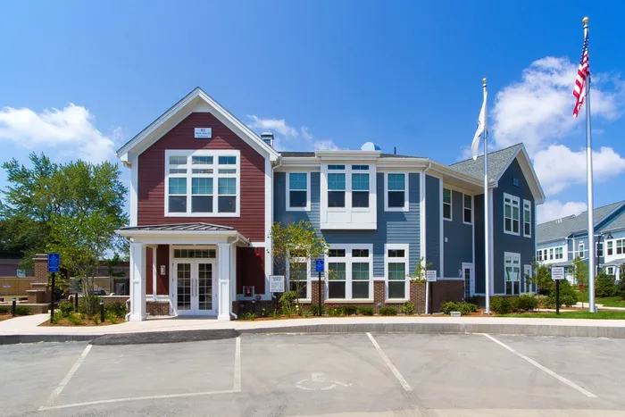 exterior of building at modera natick center apartment homes for rent