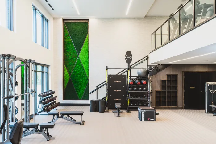 club-quality gym with premium weight equipment at modera decatur apartment homes for rent in georgia