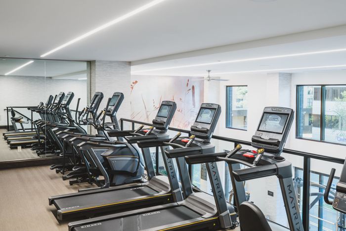 treadmill and elliptical equipment in gym  at modera decatur apartment homes for rent in georgia
