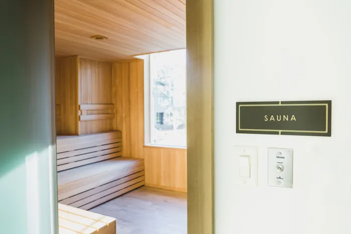 sauna room in wellness center at modera decatur apartment homes for rent in georgia