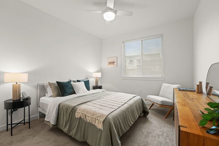 Spacious and cozy bedroom with natural light
