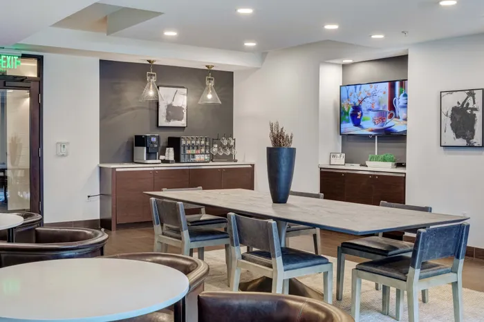 resident lounge area with coffee bar
