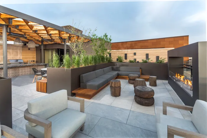 outdoor seating on rooftop modera cherry creek apartment homes for rent in denver colorado