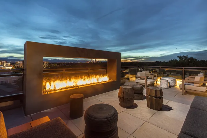 outdoor rooftop fireplace modera cherry creek apartment homes for rent in denver colorado