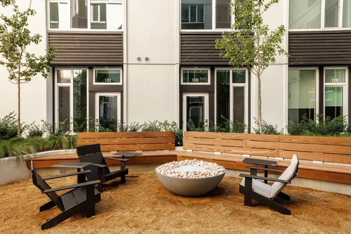 cozy outdoor fire pit in courtyard