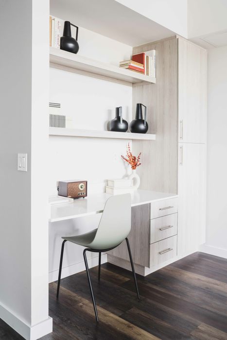 Built-in desk area perfect for working from hom