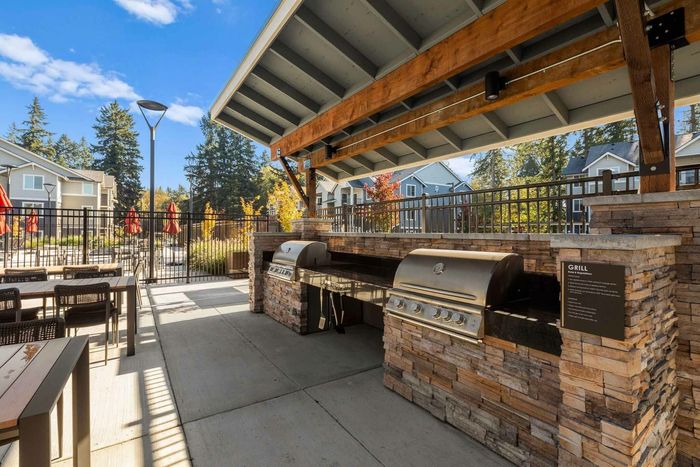 double outdoor grilling station and grilling equipment and outdoor dining area