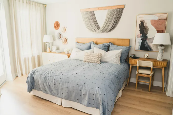 spacious bedroom with queen sized bed