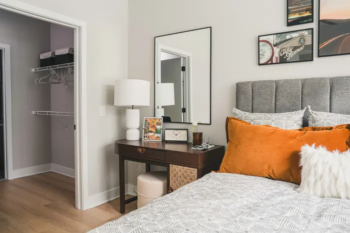 large bedroom with convenient walk-in closets available