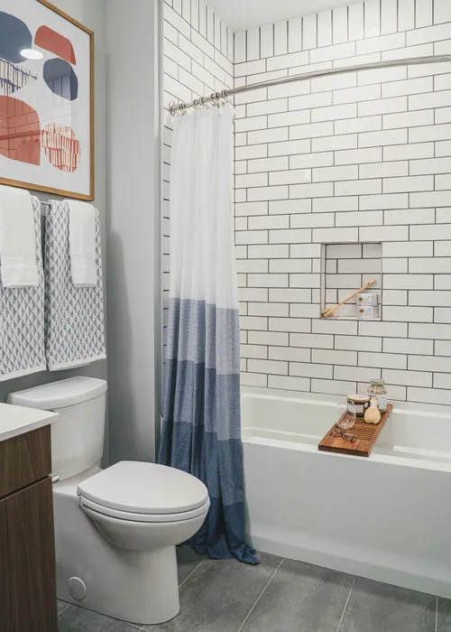 Bathroom with large custom tile shower