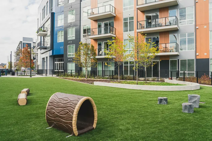 convenient pet park with agility equipment
