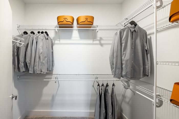 convenient closet with tons of shelving and storage space