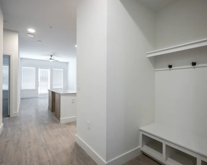 entryway built in shelving and storage
