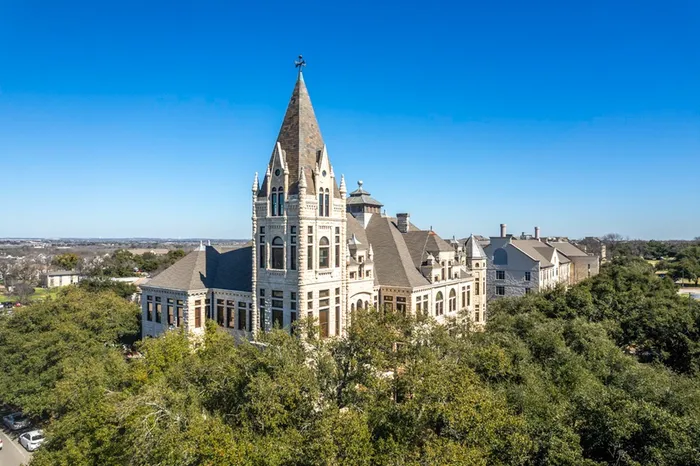 Aerial view of South Western University and historic Georgetown TX