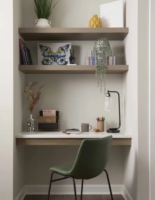 convenient built-in storage and desks