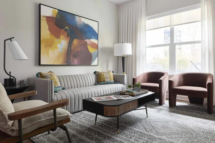 living room space with hard-wood style flooring