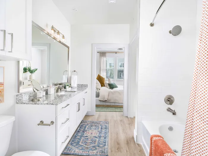 serene bathrooms with soaking tubs and double vanity