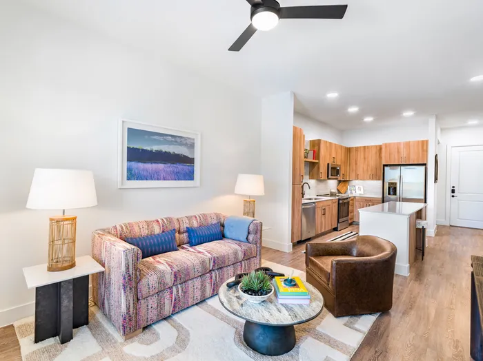 open floor plan living and kitchen area