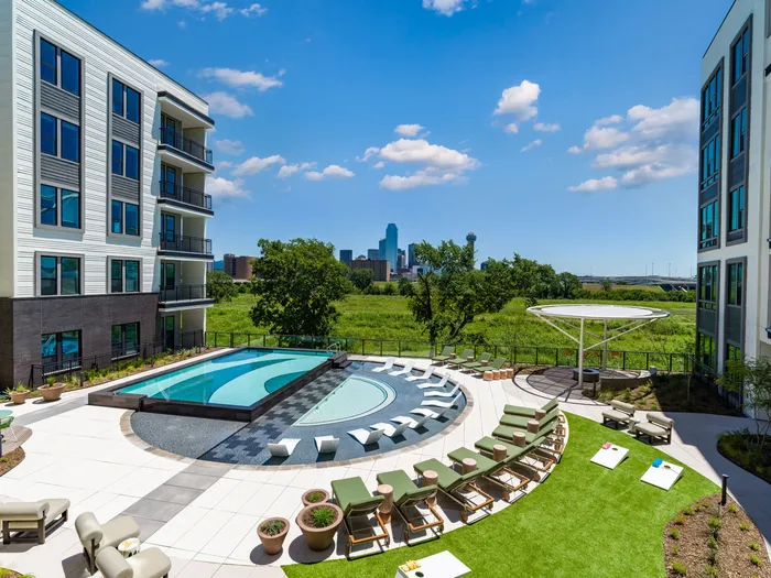outdoor space located near pool
